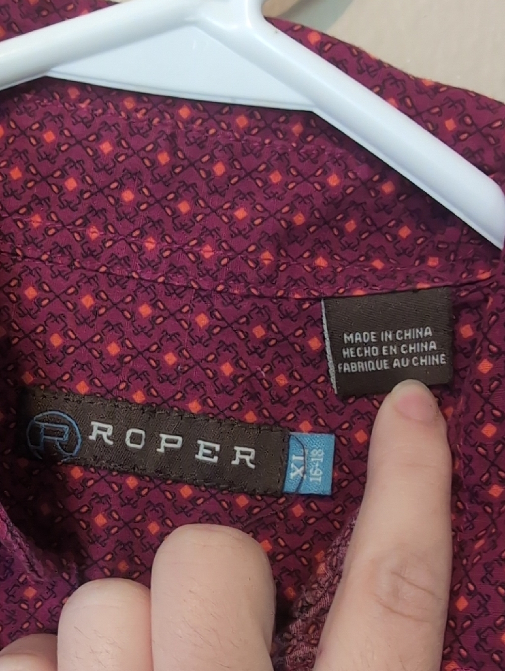 Roper Burgundy Printed Long-Sleeve Button-Down Western Dress Shirt - Picture 2 of 5